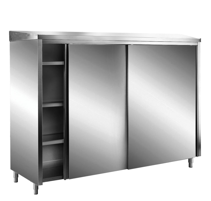 SARO RVS opbergkasten met schuifdeuren AISI 430, schuin dak, 1600x600